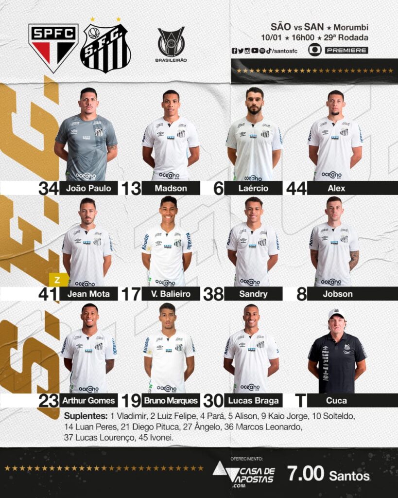 Santos confirmado com somente um titular no clássico do Morumbi Diário do Peixe Santos