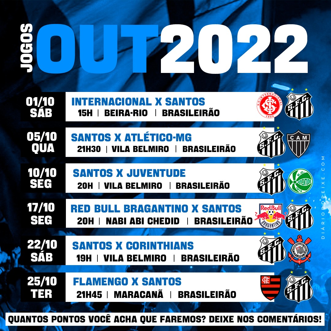 Agenda: Confira os jogos do Santos no mês de outubro - Diário do Peixe