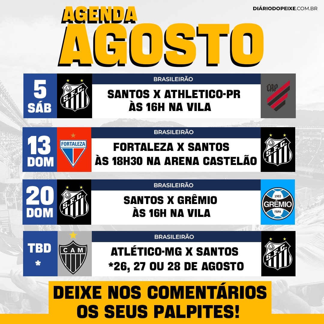 Agenda: Confira os jogos do Santos no mês de outubro - Diário do Peixe