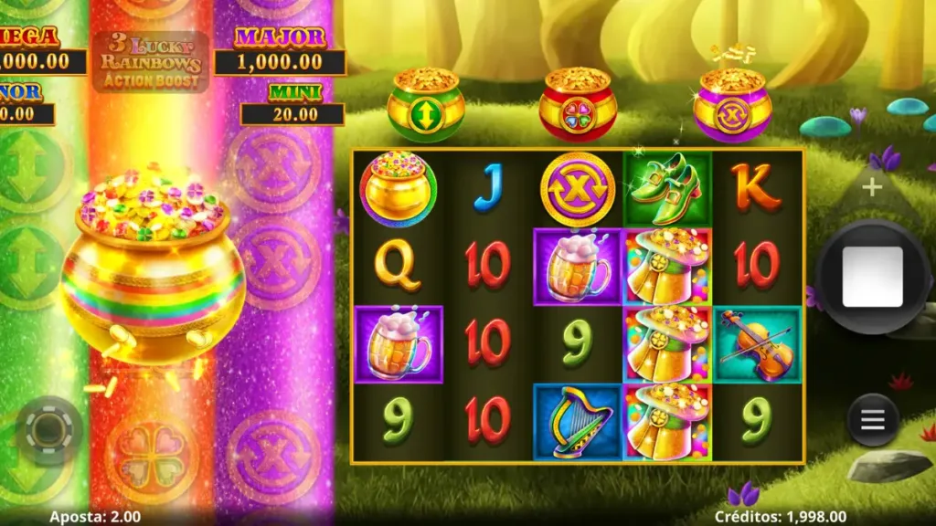 Como funciona o Action Boost 3 Lucky Rainbows?