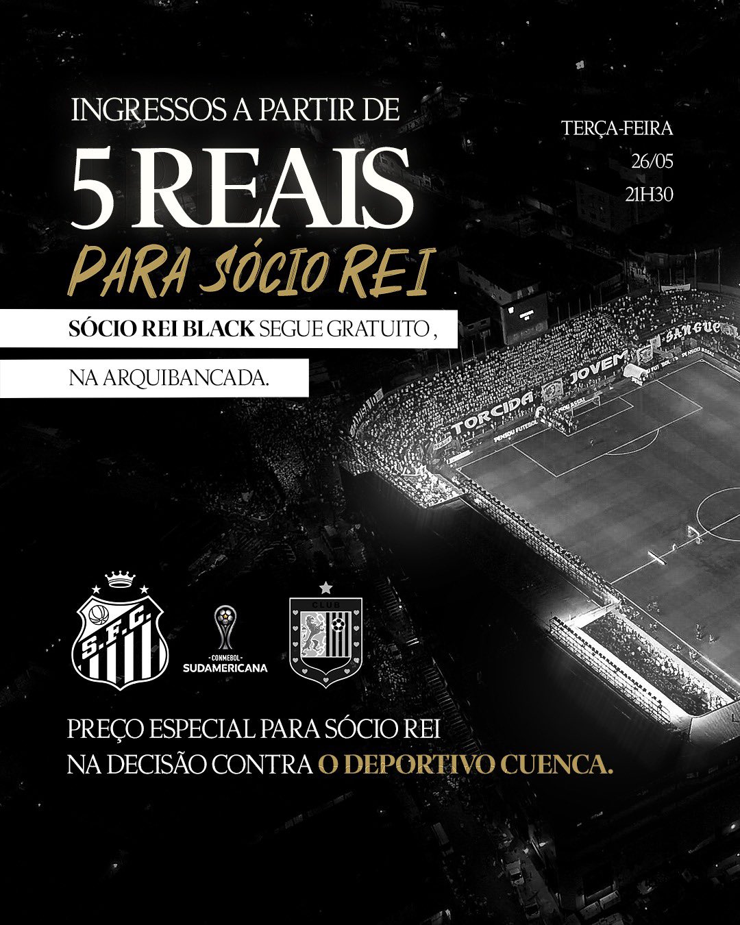 Santos coloca ingressos a R$ 5 para decisão na Sul-Americana após baixa procura