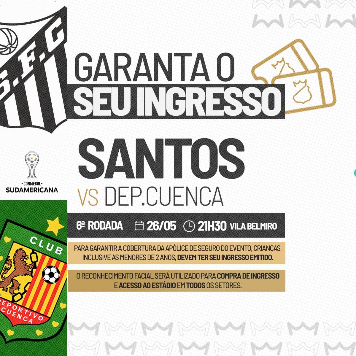 Santos abre a venda de ingressos para jogo contra o Cuenca