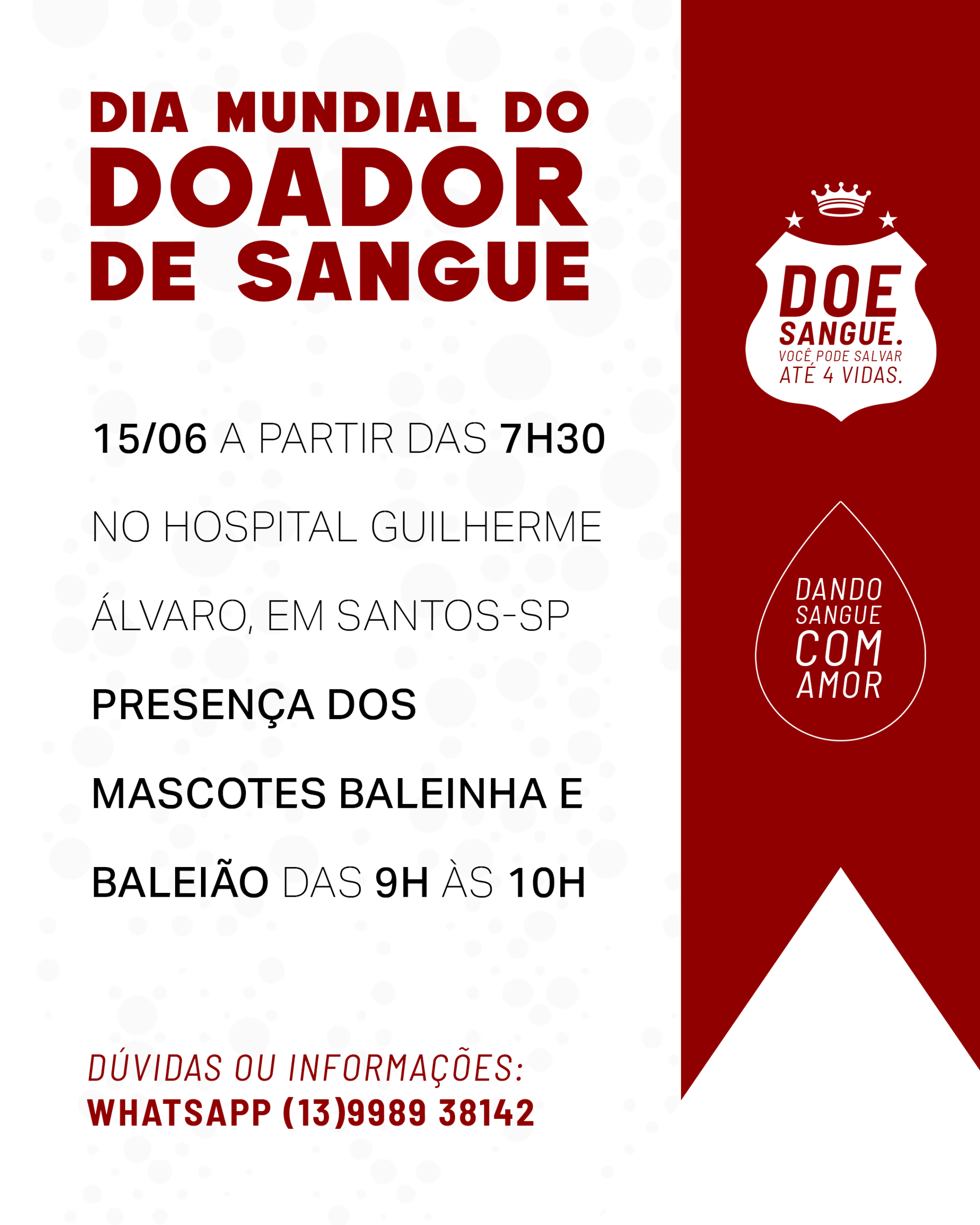 Mascotes do Santos estarão presente em Hospital para incentivar doação de sangue