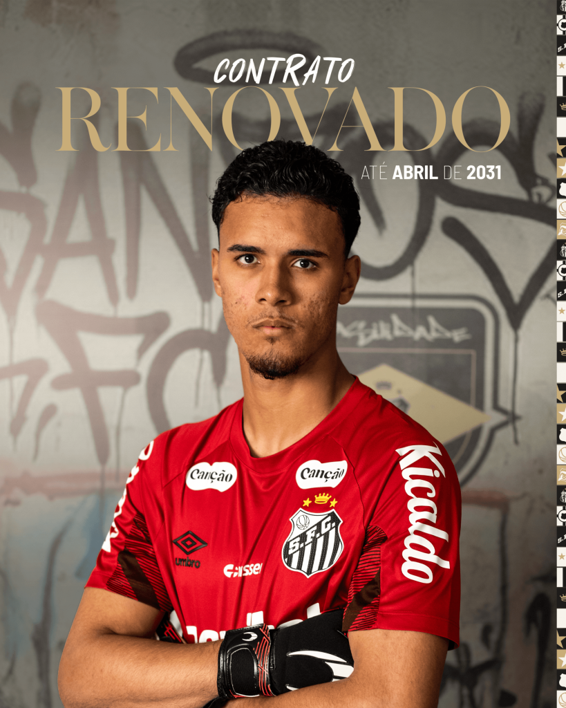 Santos oficializa renovação com o goleiro João Pedro