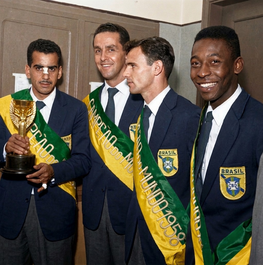 Santistas na Copa do Mundo: Em 1958, Pelé foi protagonista na conquista do primeiro título da Seleção
