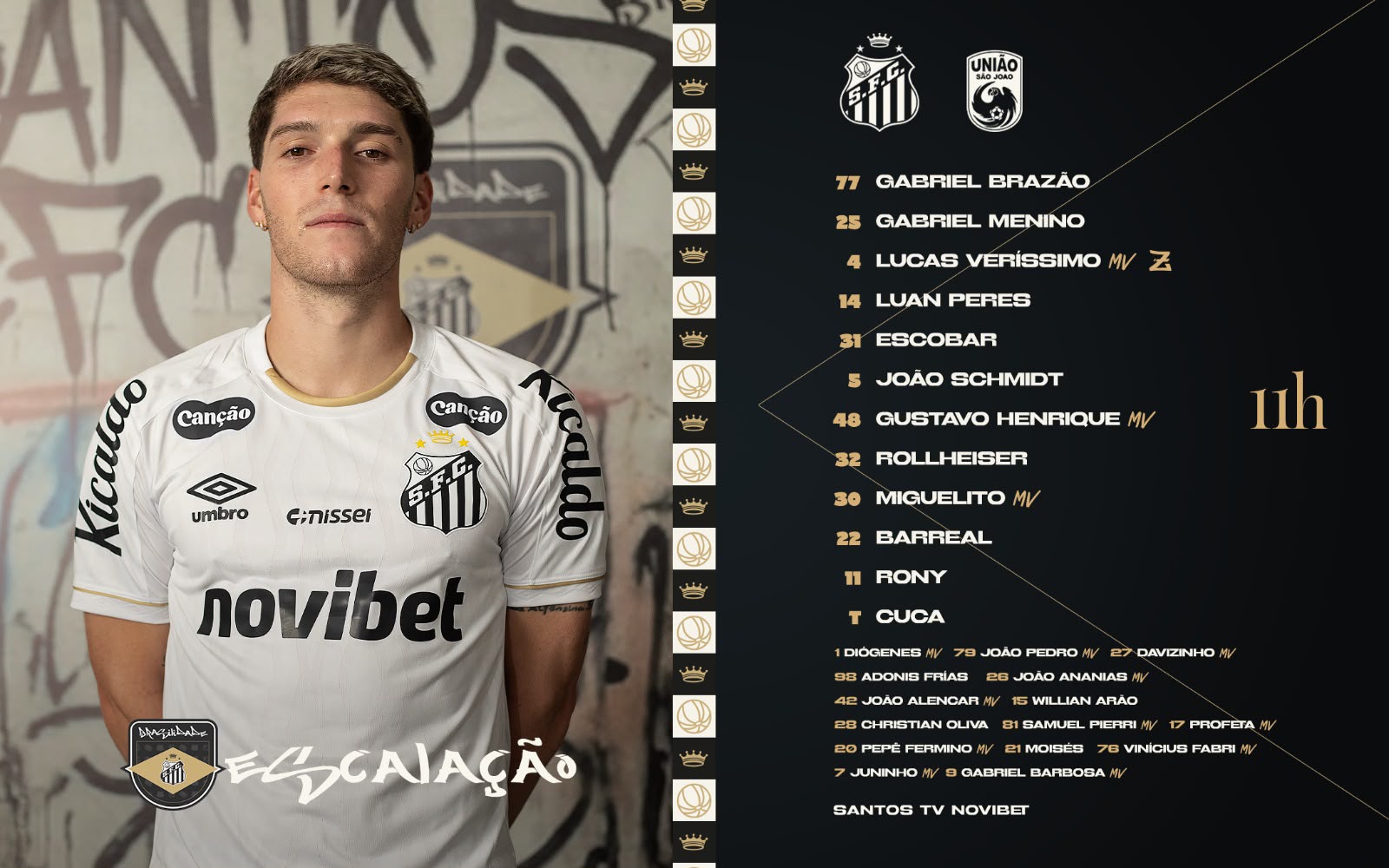 Com Menino improvisado na lateral, Santos está escalado para o amistoso contra o União São João